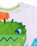 T-shirt da bambino in maglia bianca con applicazioni collezione Tropadelic - immagine 2