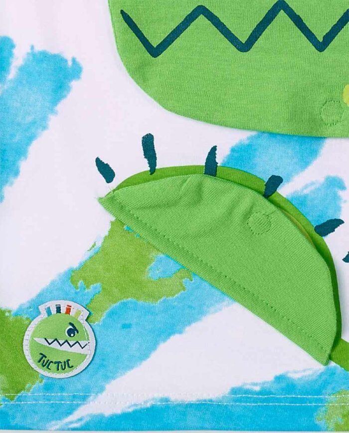 T-shirt da bambino in maglia bianca con applicazioni collezione Tropadelic - immagine 3