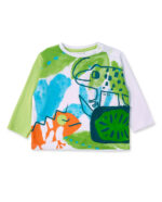 T-shirt lunga da bambino in maglia bianca collezione Tropadelic