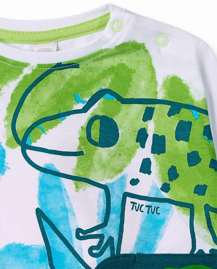 T-shirt lunga da bambino in maglia bianca collezione Tropadelic - immagine 4