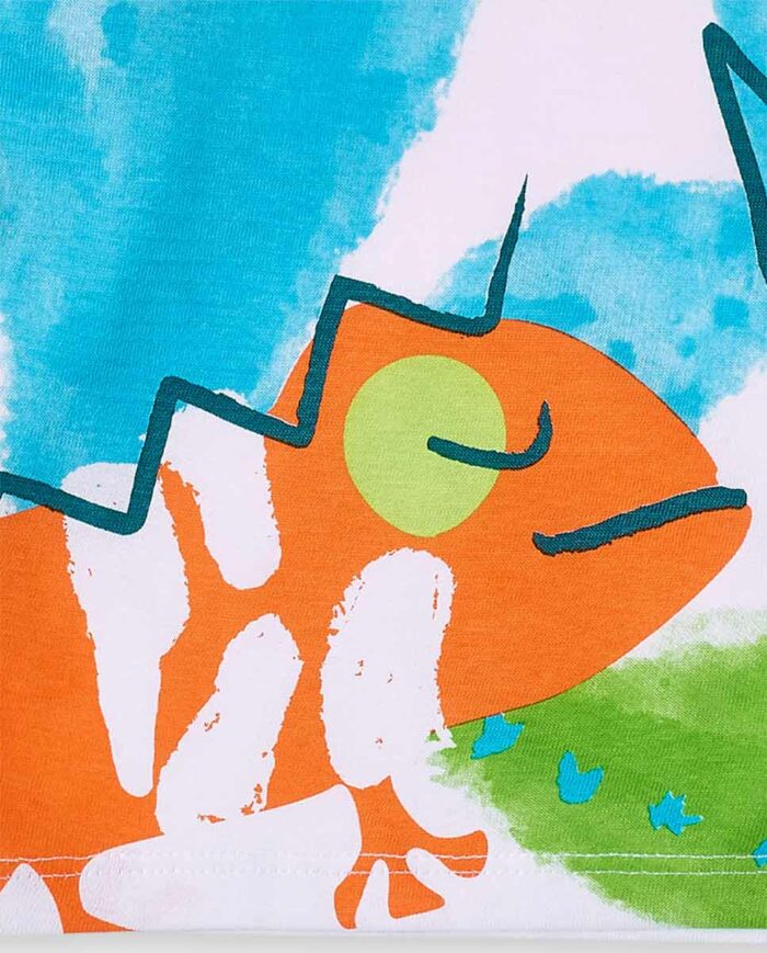 T-shirt lunga da bambino in maglia bianca collezione Tropadelic - immagine 3