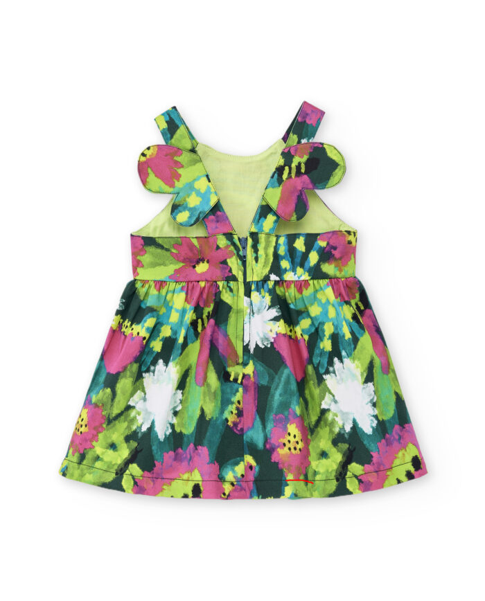 Abito da bambina in popeline verde collezione Tropadelic - immagine 3