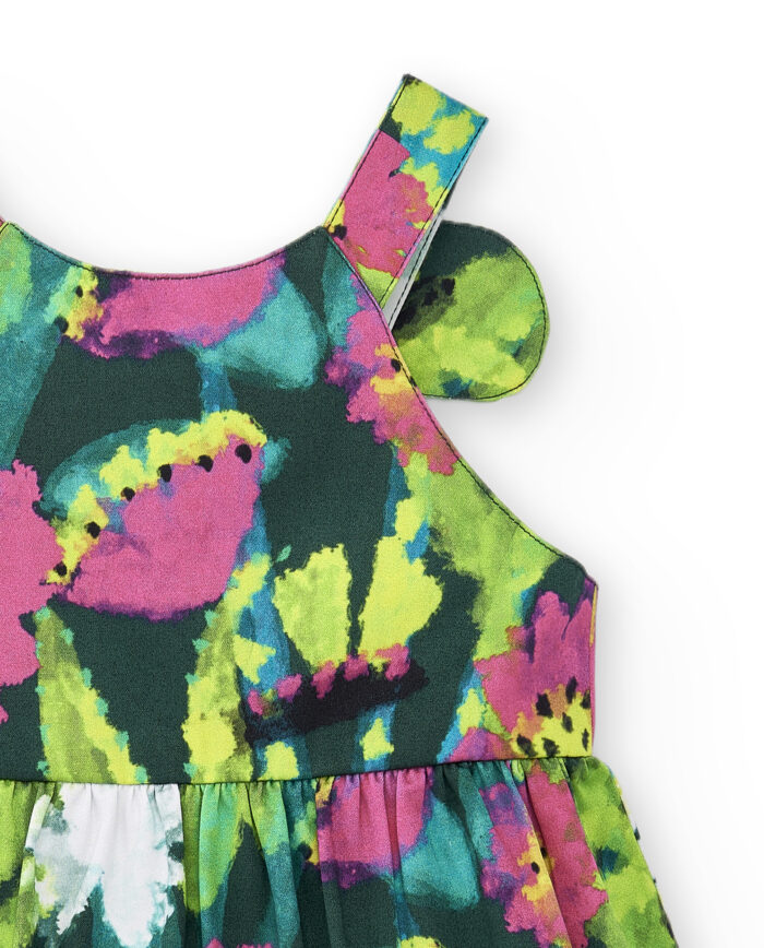 Abito da bambina in popeline verde collezione Tropadelic - immagine 4