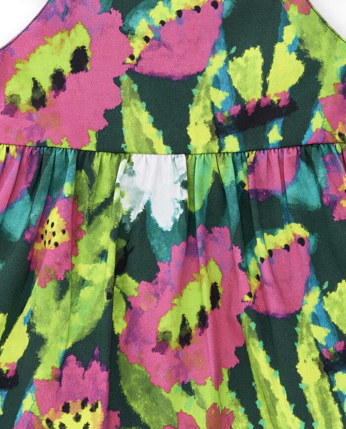 Abito da bambina in popeline verde collezione Tropadelic - immagine 2