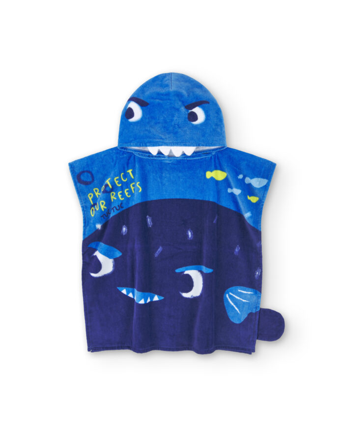 Asciugamano poncho blu da bambino collezione Ocean Wonders - immagine 1