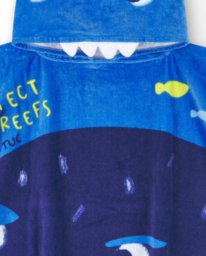 Asciugamano poncho blu da bambino collezione Ocean Wonders - immagine 3