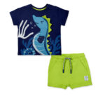 Completo in maglia verde blu da bambino collezione Ocean Wonders