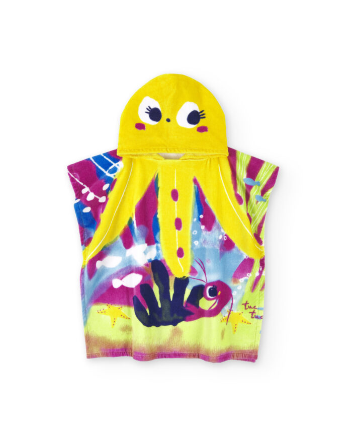 Asciugamano poncho giallo da bambina collezione Ocean Wonders - immagine 1