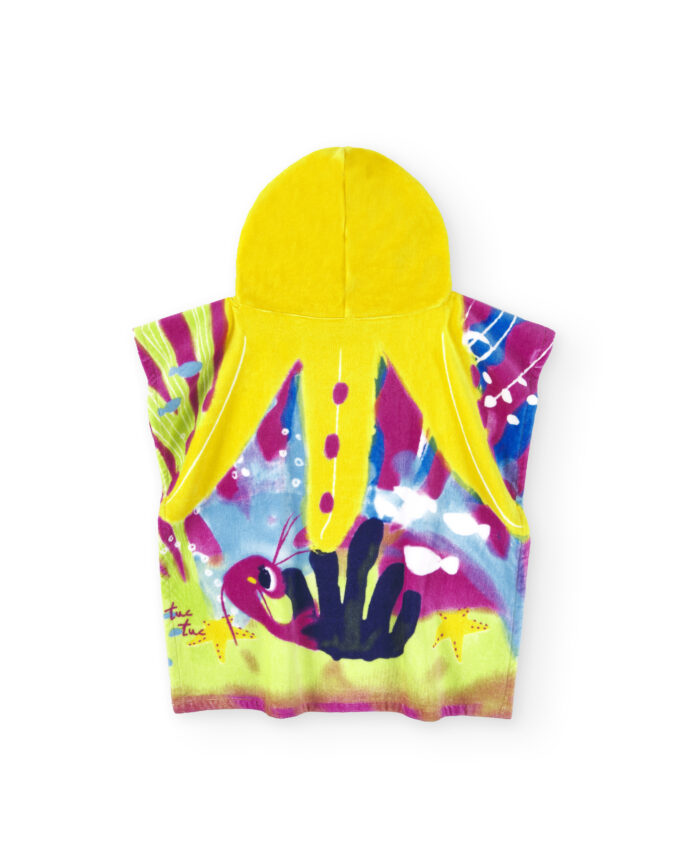 Asciugamano poncho giallo da bambina collezione Ocean Wonders - immagine 4