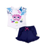 Completo in maglia bianco navy da bambina collezione Ocean Wonders