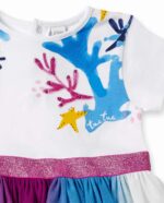 Abito da bambina in maglia di tulle bianco. collezione Ocean Wonders - immagine 3
