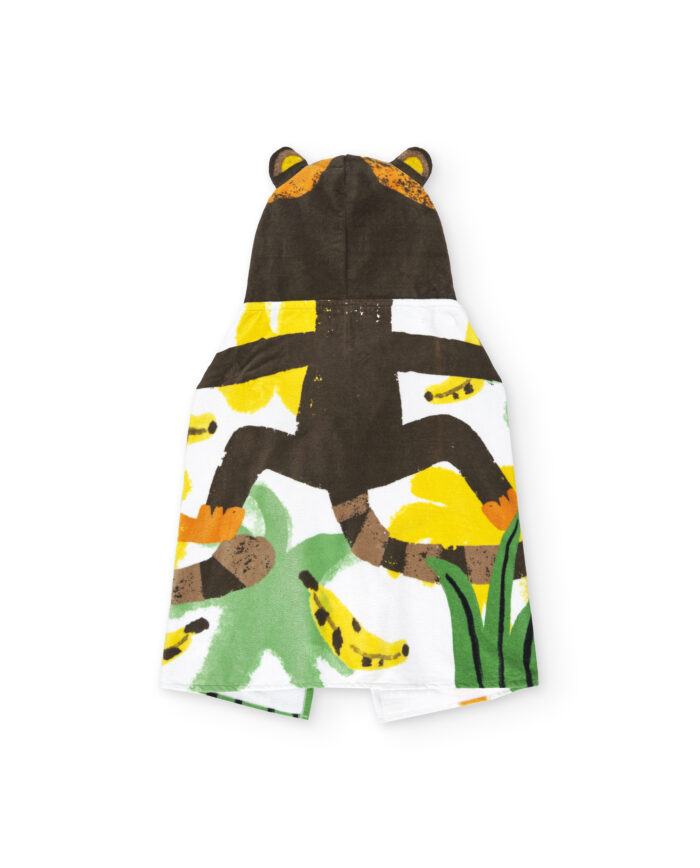 Asciugamano poncho marrone da ragazzo collezione Banana Records - immagine 2