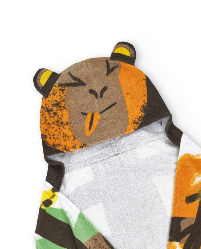 Asciugamano poncho marrone da ragazzo collezione Banana Records - immagine 3