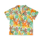 Camicia da bambino in popeline verde stampato collezione Banana Records