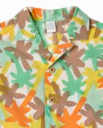 Camicia da bambino in popeline verde stampato collezione Banana Records - immagine 3