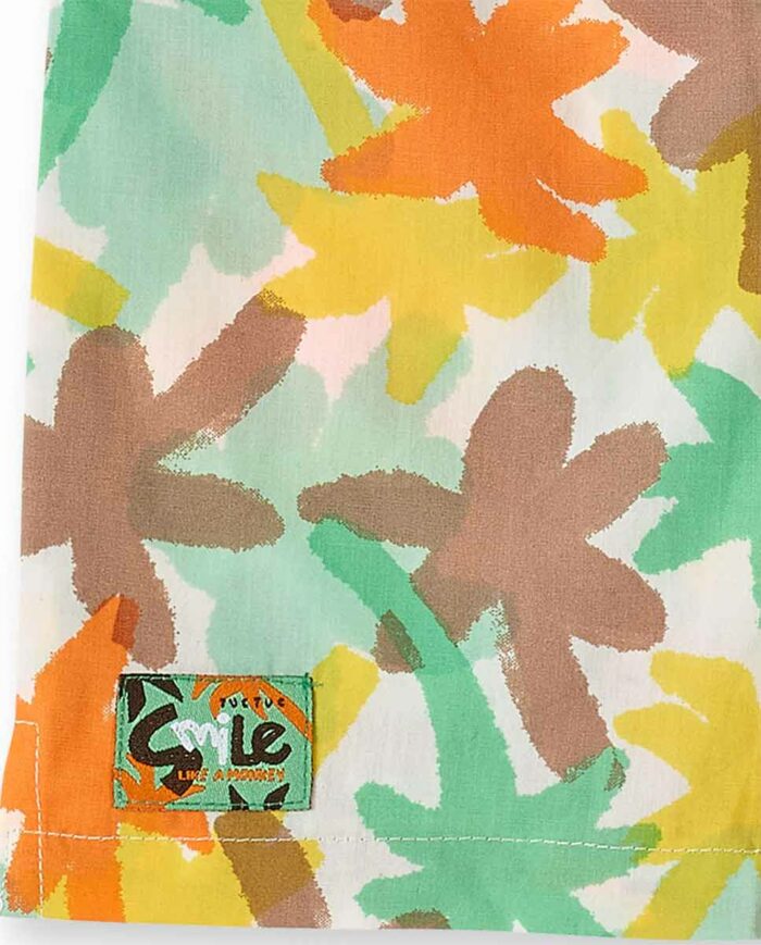 Camicia da bambino in popeline verde stampato collezione Banana Records - immagine 4