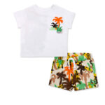 Completo bianco in maglia di peluche da bambino collezione Banana Records