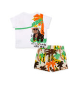 Completo bianco in maglia di peluche da bambino collezione Banana Records - immagine 2