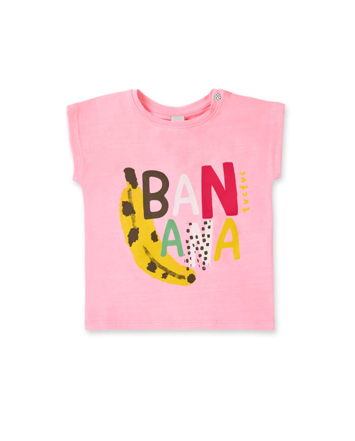 T-shirt rosa in maglia da bambina collezione Banana Records - immagine 1