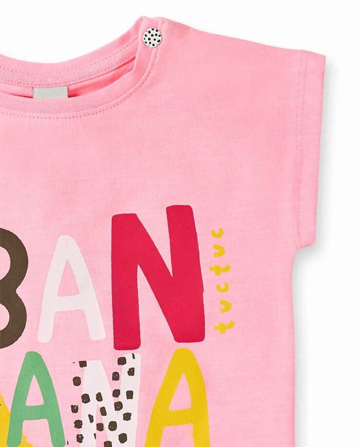 T-shirt rosa in maglia da bambina collezione Banana Records - immagine 2