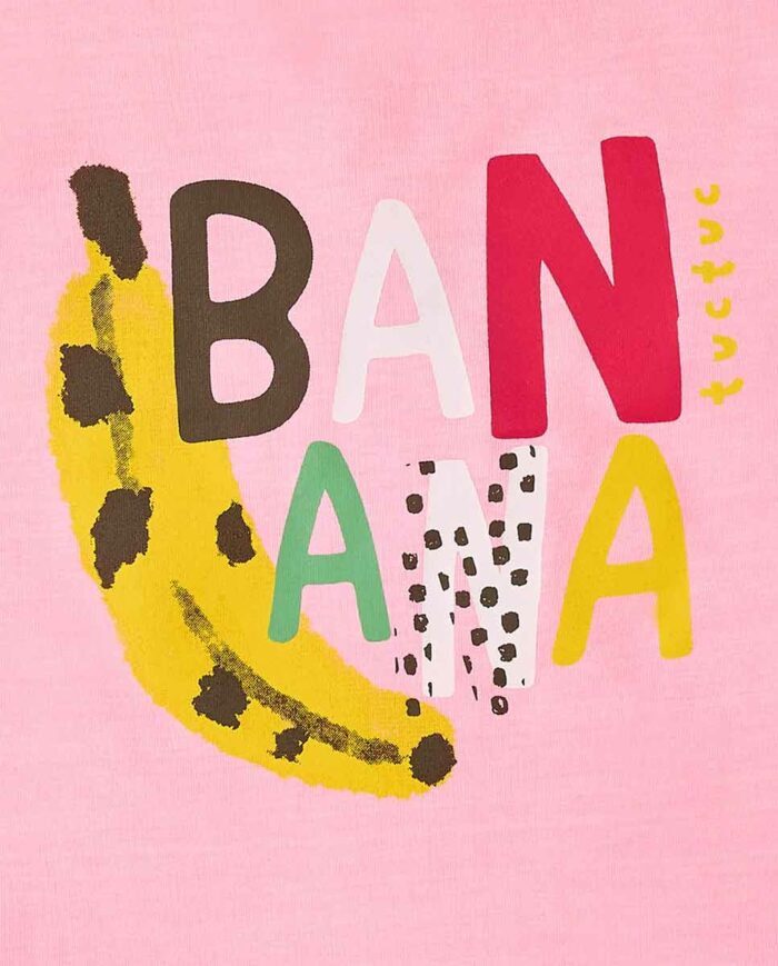 T-shirt rosa in maglia da bambina collezione Banana Records - immagine 3