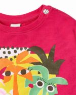 T-shirt fucsia lavorata a maglia da bambina collezione Banana Records - immagine 3