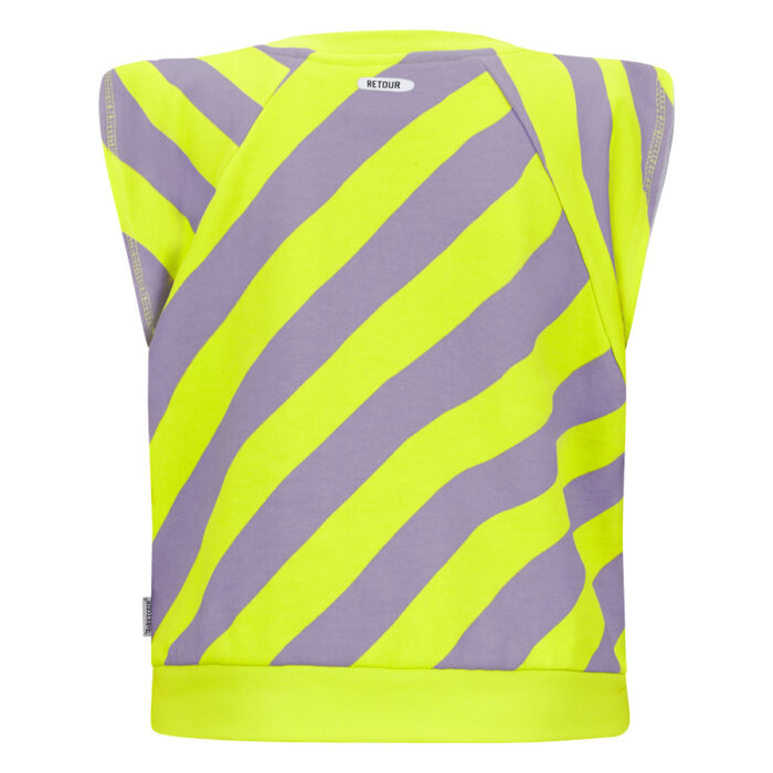Top corto senza maniche rigato lime e viola da ragazza della marca Retour - immagine 2