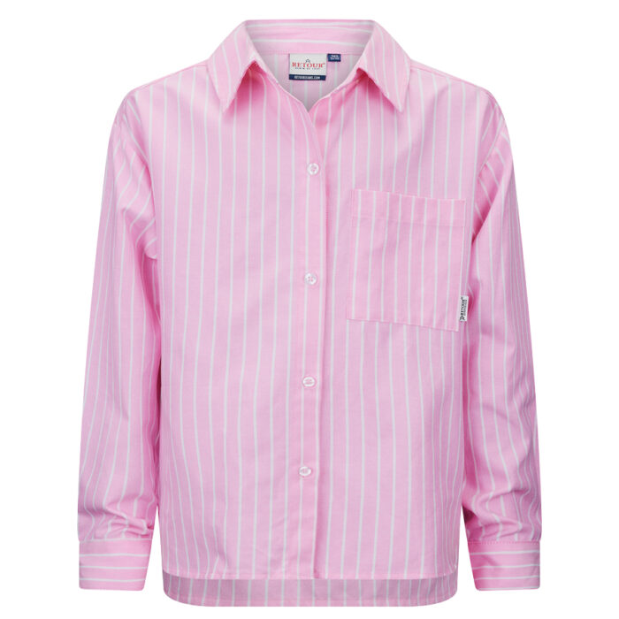 Camicia rosa a righe da ragazza della marca Retour - immagine 1