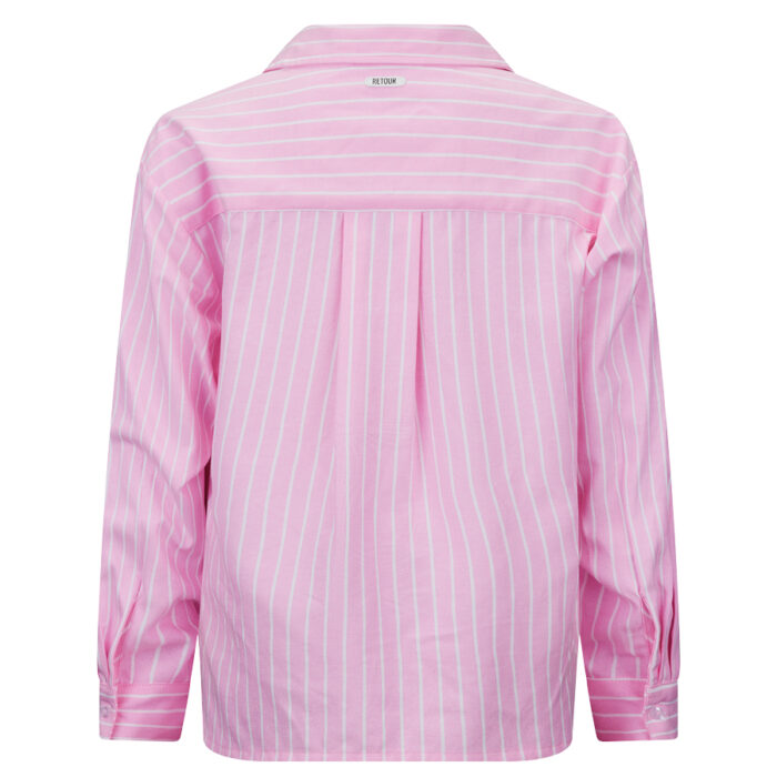 Camicia rosa a righe da ragazza della marca Retour - immagine 2