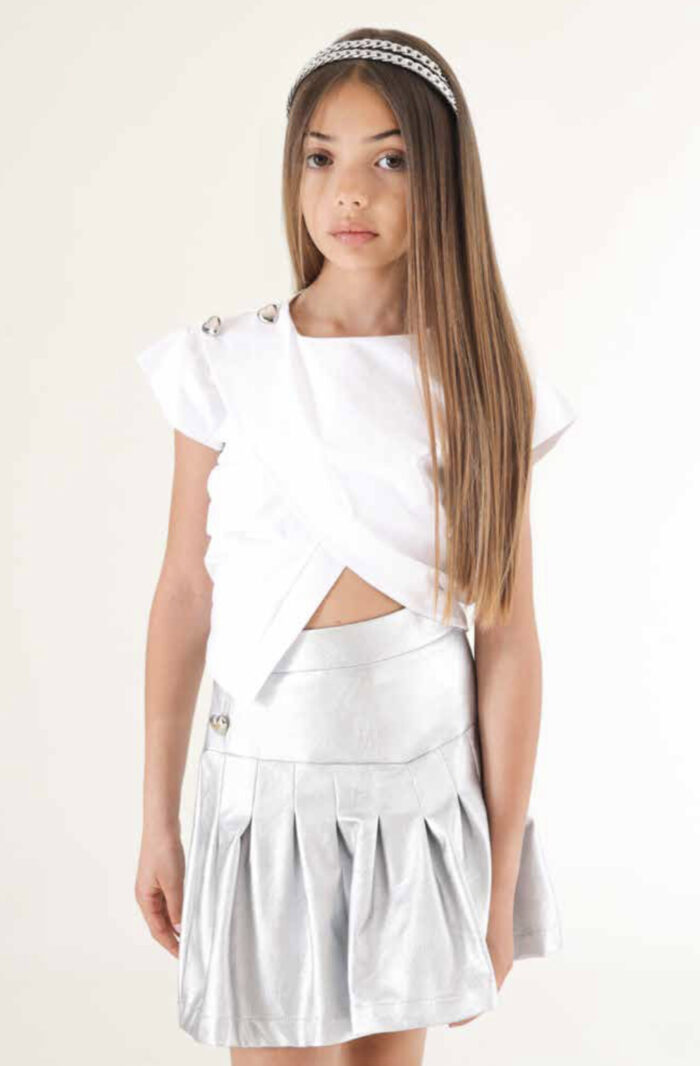 Maglia corta bianca da ragazza della marca Naida - immagine 2