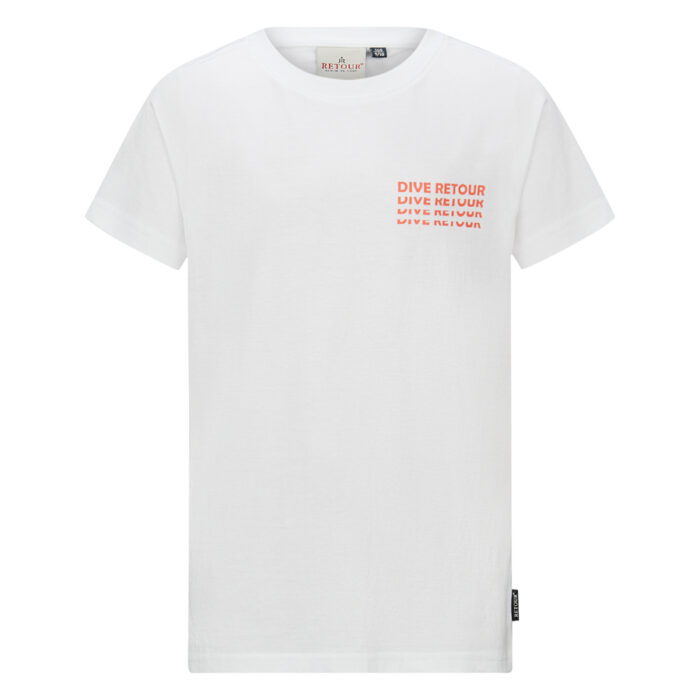 T-Shirt bianca con stampa sul retro da ragazzo della marca Retour - immagine 1