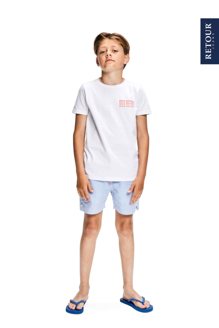 T-Shirt bianca con stampa sul retro da ragazzo della marca Retour - immagine 3