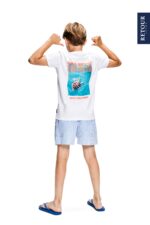 T-Shirt bianca con stampa sul retro da ragazzo della marca Retour - immagine 4