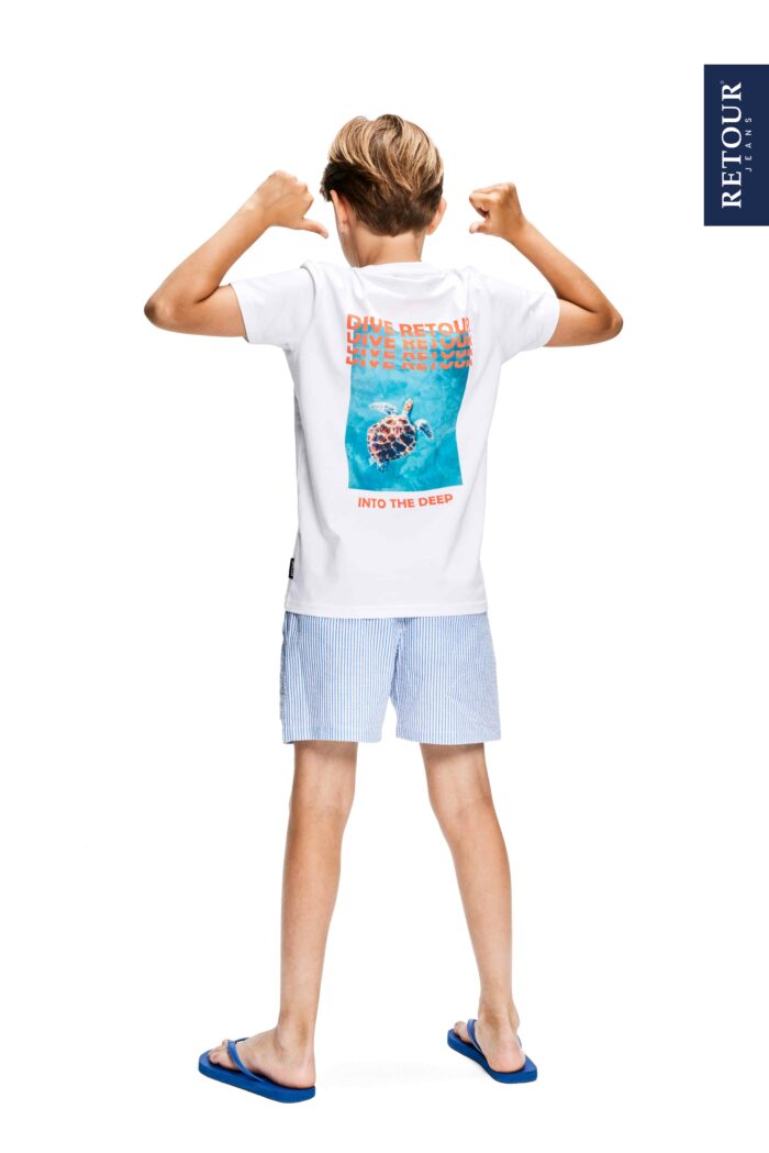 T-Shirt bianca con stampa sul retro da ragazzo della marca Retour - immagine 4