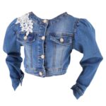 Giubbotto di jeans con decoro da ragazza della marca Naida