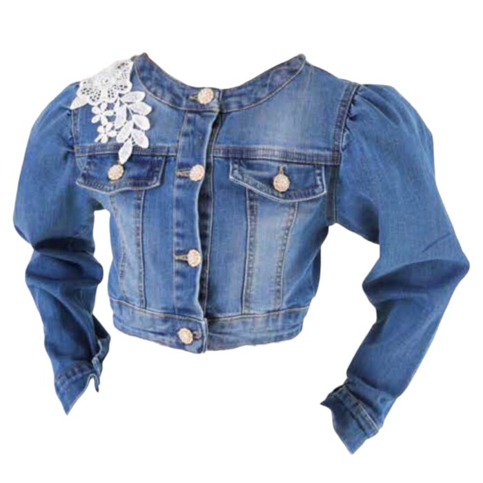Giubbotto di jeans con decoro da ragazza della marca Naida - immagine 1