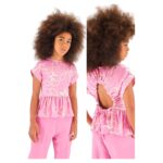 Blousa rosa con decori da ragazza della marca Naida