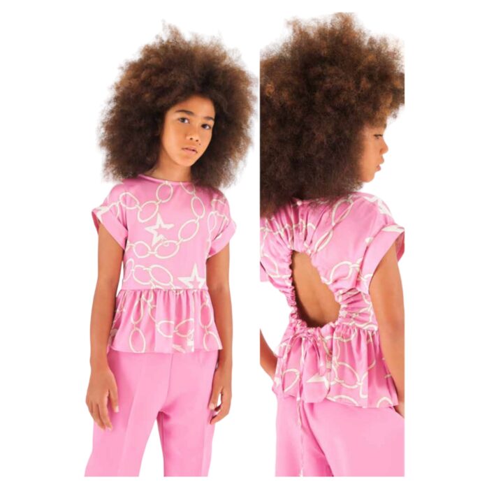 Blousa rosa con decori da ragazza della marca Naida - immagine 1