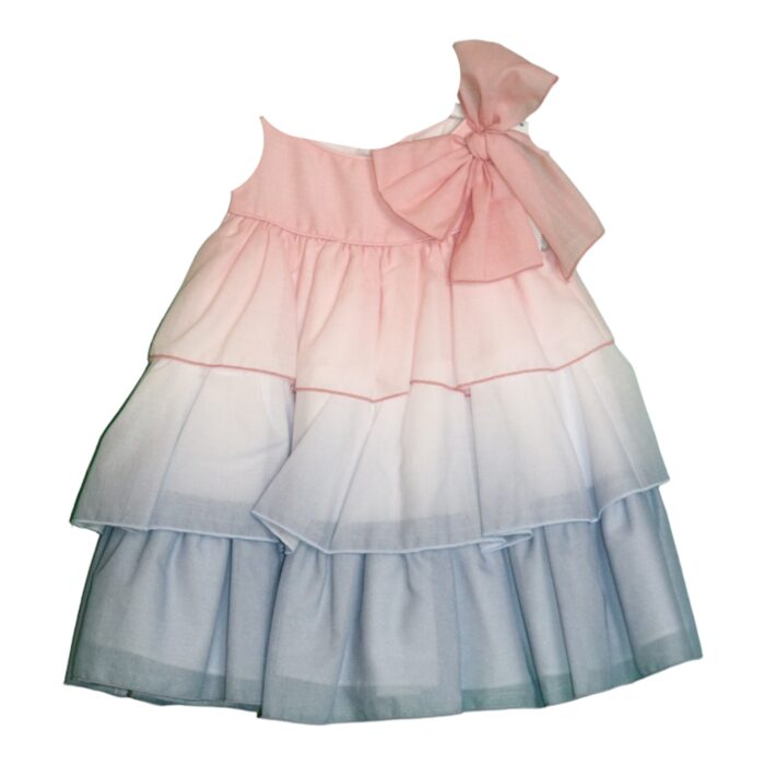 Abito a balze con fiocco da bambina della marca Marta y Paula - immagine 1