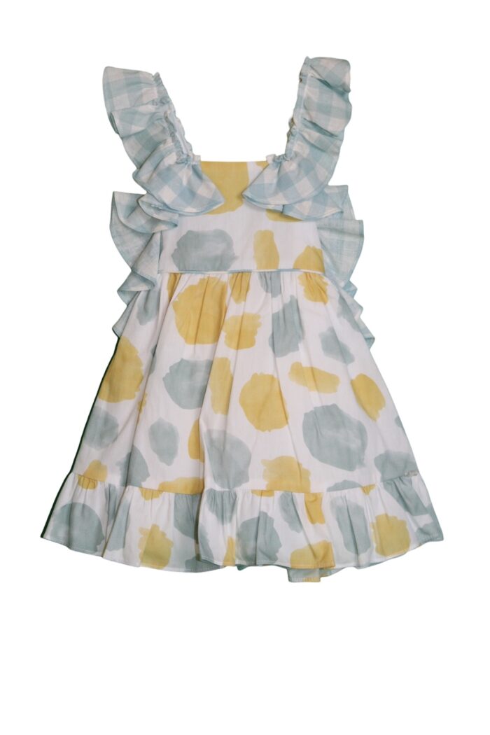 Abito bianco con pois e bretelle da bambina della marca Marta y Pau - immagine 1