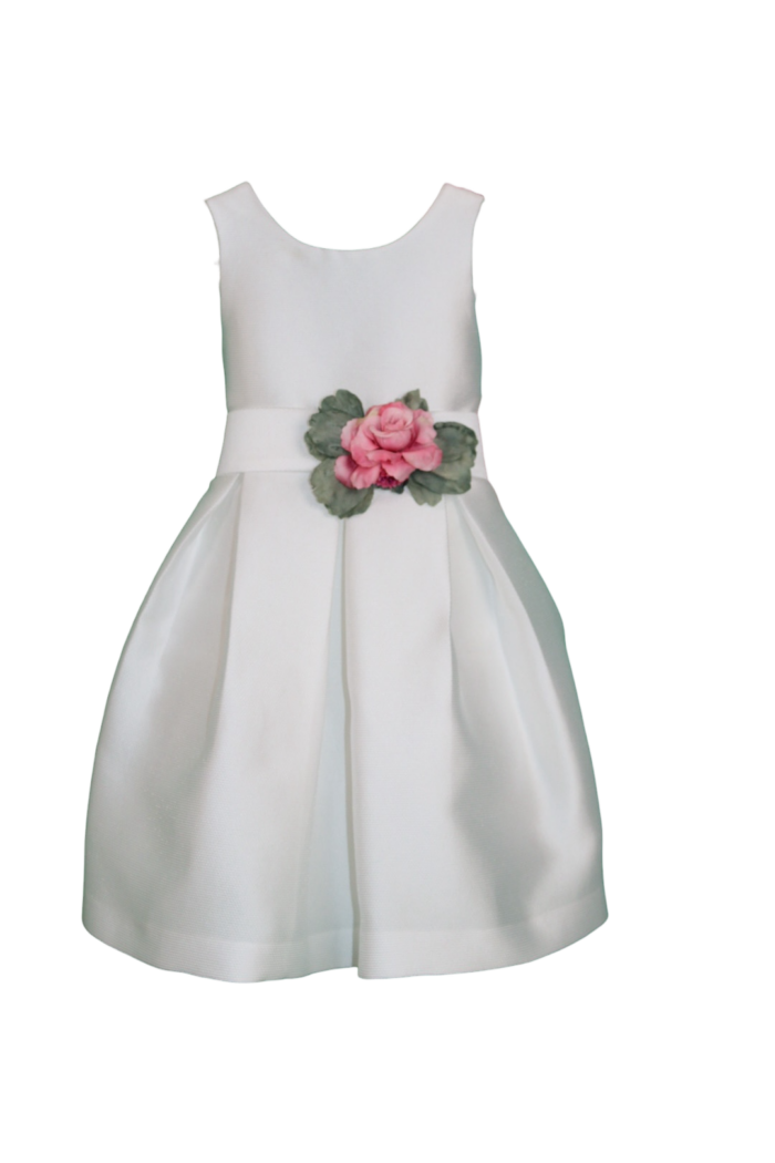 Abito bianco con fiori da bambina - immagine 1