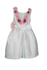 Abito bianco con fiori da bambina - immagine 3