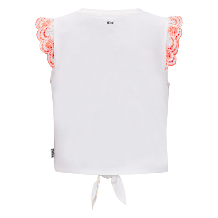 T-shirt bianca e arancione da ragazza della marca Retour - immagine 2
