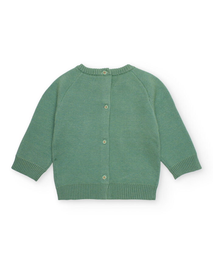 Maglione verde per neonato con motivo di nuvole - immagine 4