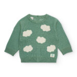 Maglione verde per neonato con motivo di nuvole
