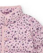 Parka imbottito per bambina colore rosa con stampa di fiori e cuori - immagine 3