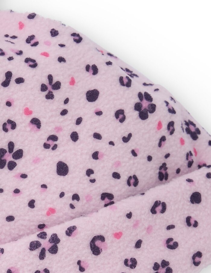 Berretto rosa per bambina con stampa floreale e pompon - immagine 3