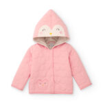 Giacca trapuntata per bambina in rosa con cappuccio decorato