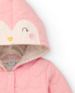 Giacca trapuntata per bambina in rosa con cappuccio decorato - immagine 3