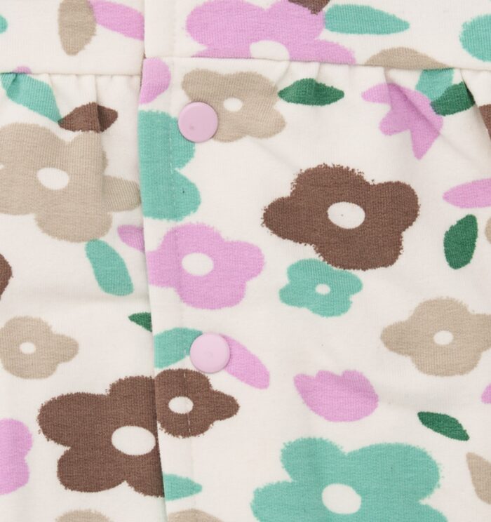 Completo tre pezzi per neonata con stampa floreale in tonalità pastello - immagine 3